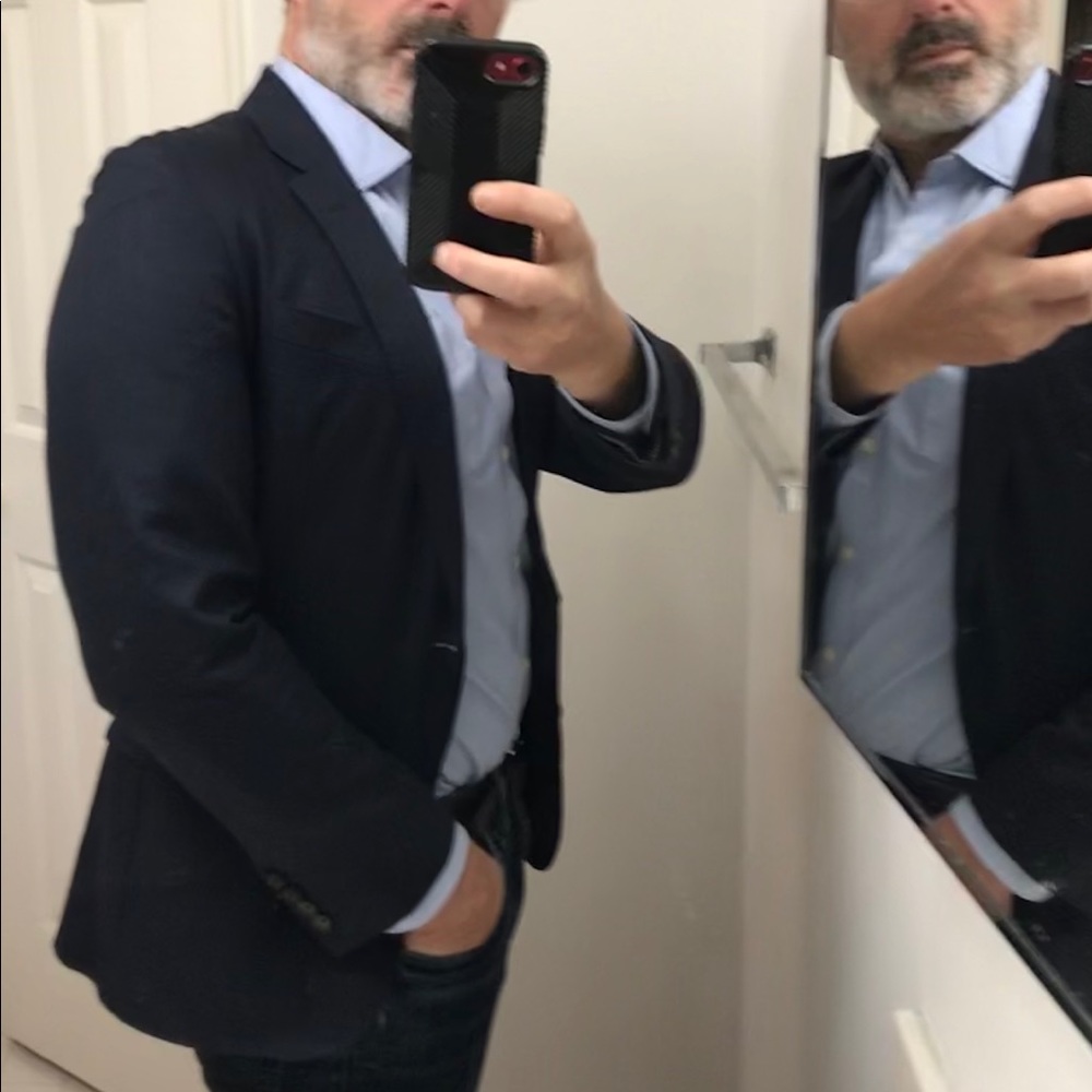 J Crew unstructured cotton-wool navy blazer